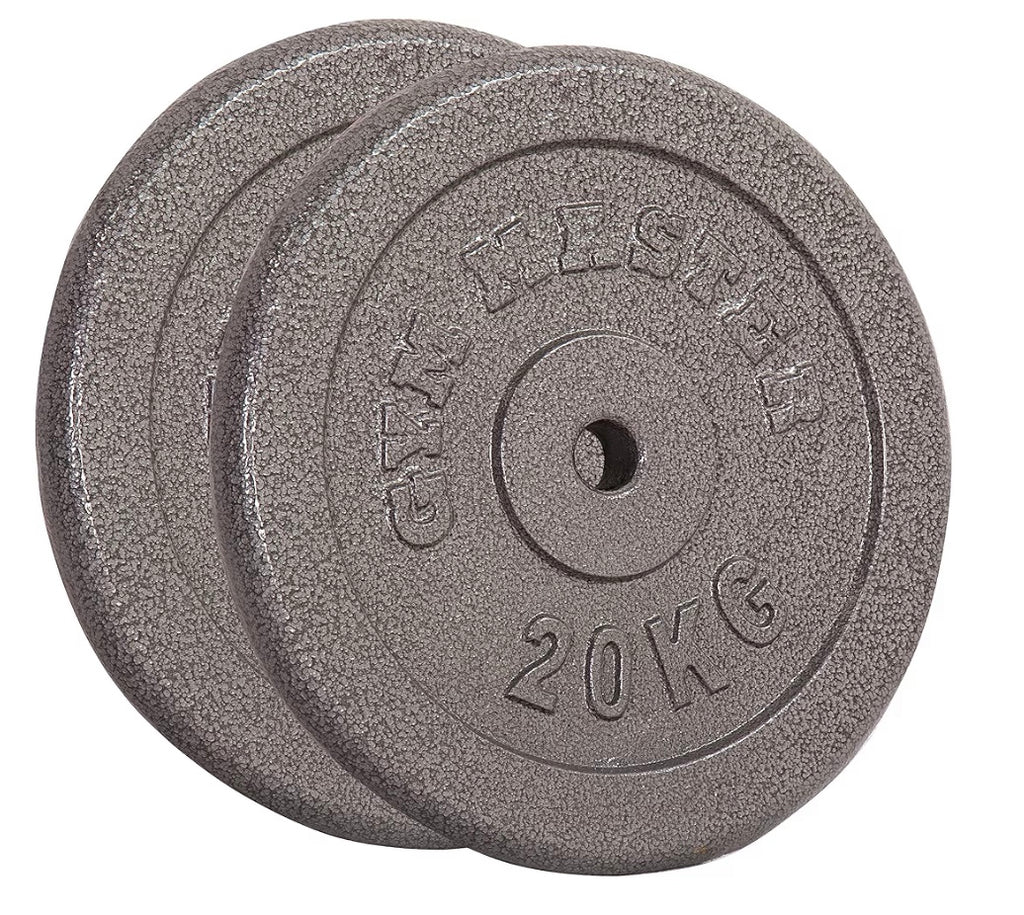 GYM MASTER Standard 1" Cast Iron Weight Plate set 2x1.25kg + 2x2.5kg + 2x5kg + 2x10kg + 15kg +20kg