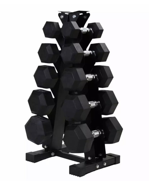 Northern Hex Dumbbells with 5-Tier Rack - Set of 10