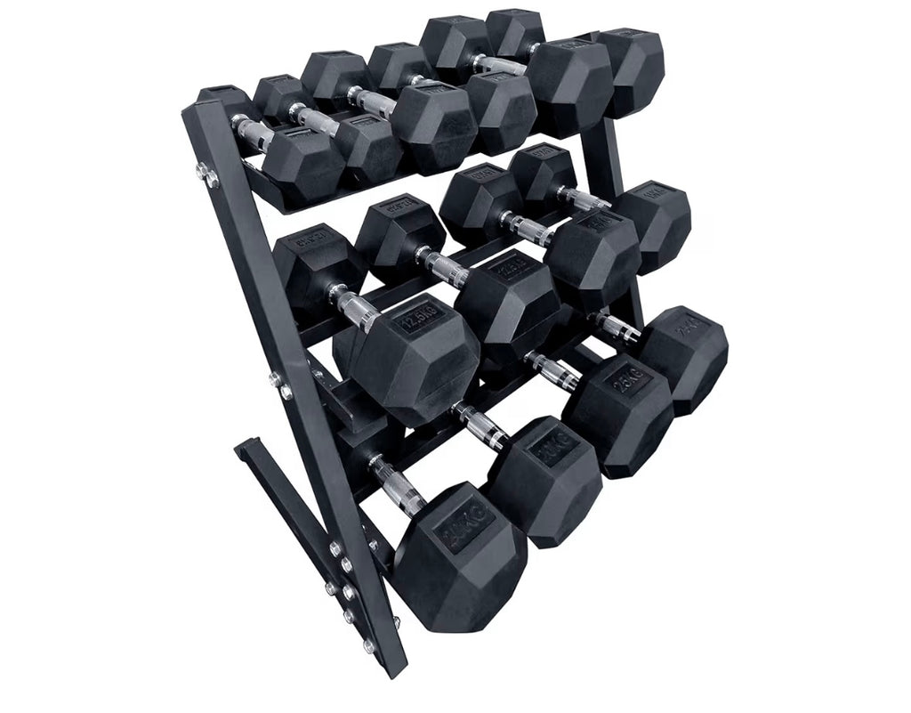 Hex Dumbbell Weights Set and Storage Rack