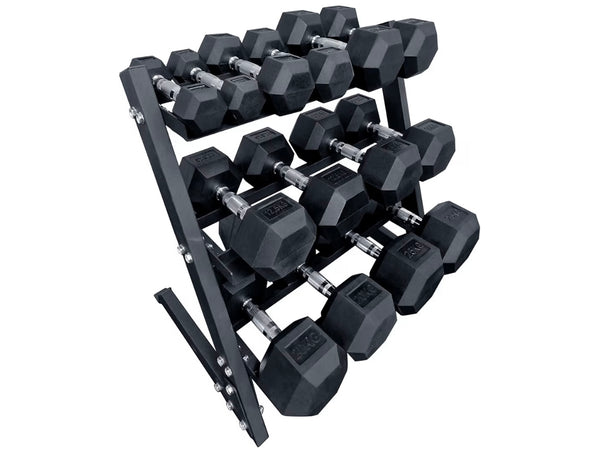Hex Dumbbell Weights Set and Storage Rack