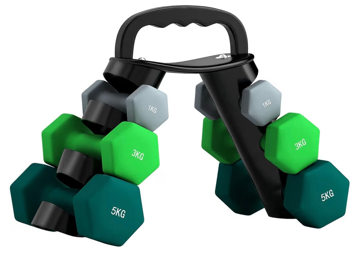 Sportnow Dumbbells Set with Carry Storage Rack 1kg 3kg 5kg