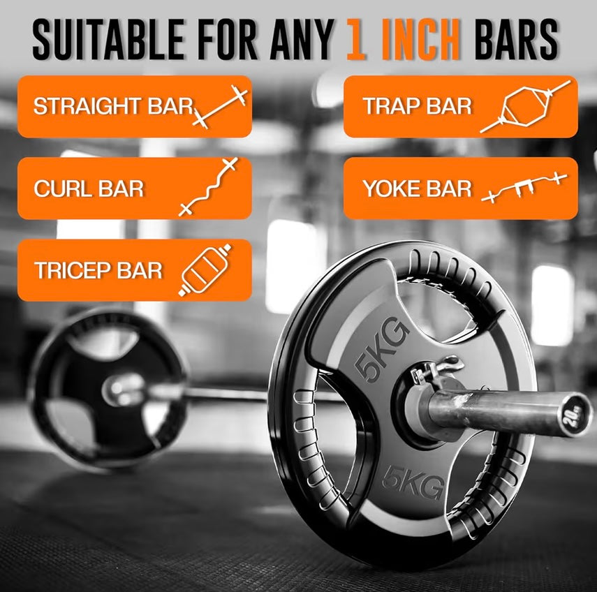 FK Sports Standard Weight Plates - Cast Iron Weight Plates with Rubber finish, 1 inch opening, 2.5kg or 5kg or 10kg or 15kg, 20kg or 25kg