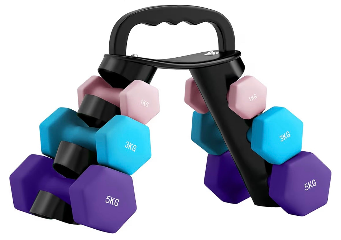 Sportnow Dumbbells Set with Carry Storage Rack 1kg 3kg 5kg