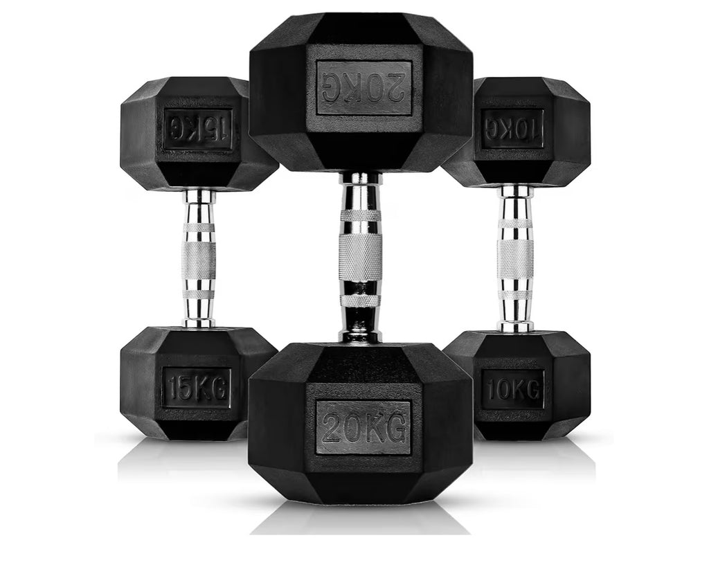 Hex Dumbbell Weights Set and Storage Rack