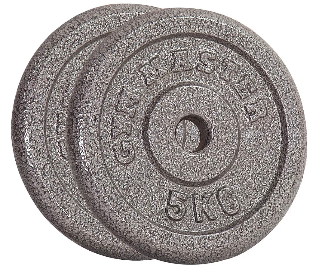 GYM MASTER Standard 1" Cast Iron Weight Plate set 2x1.25kg + 2x2.5kg + 2x5kg + 2x10kg + 15kg +20kg