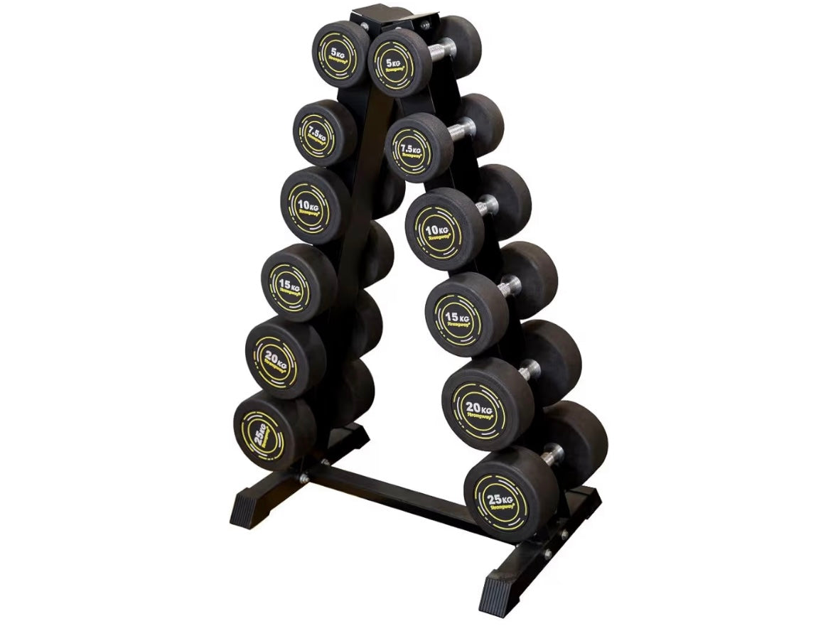 Strongway Rubber Dumbbells Set With Storage Rack
