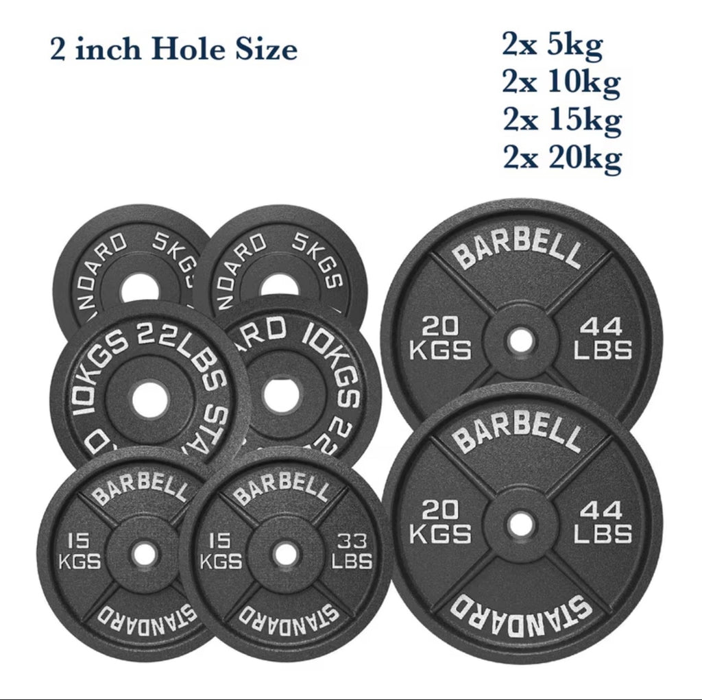 Cast Iron Weight Plate Set – 2x 5Kg + 2x 10Kg + 2x 15Kg + 2x 20Kg