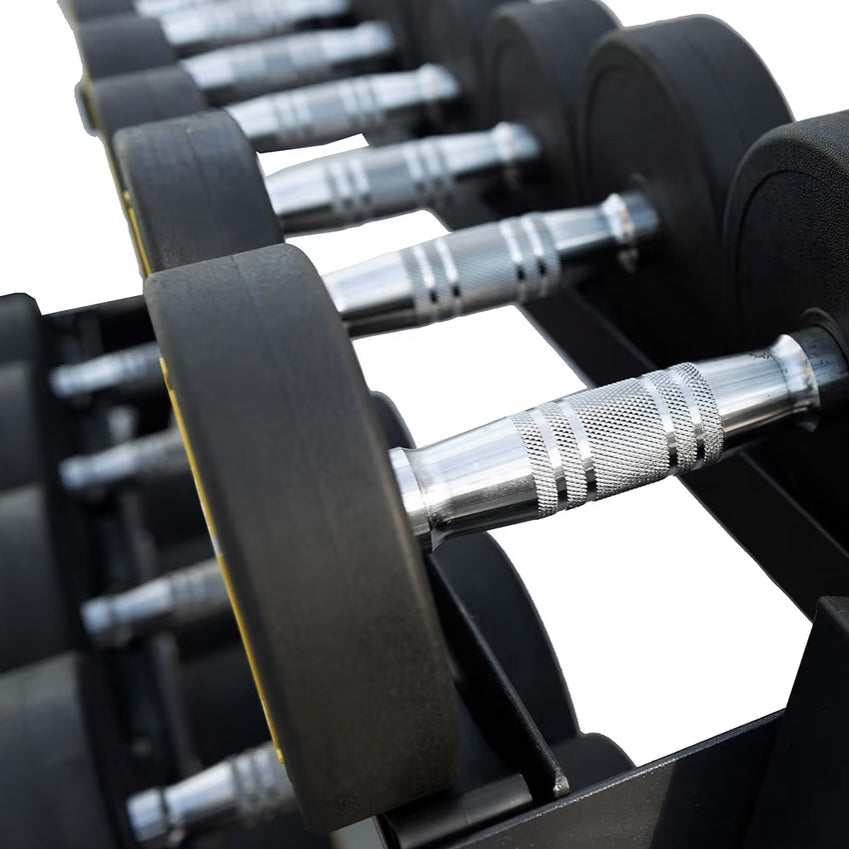 Strongway Rubber Dumbbells Set With Storage Rack 3 tier 5-30kg