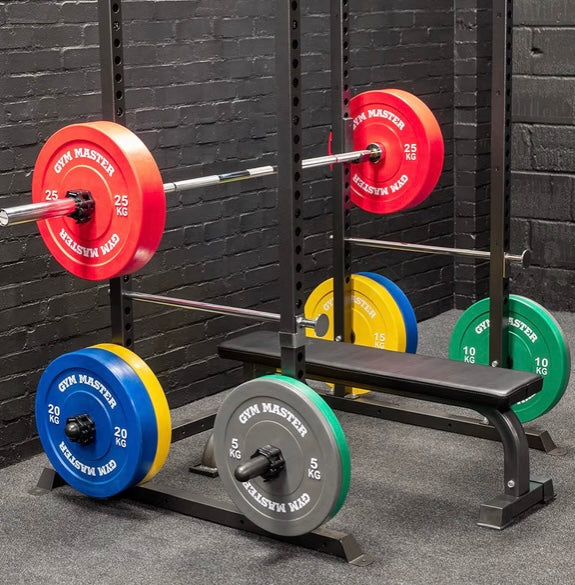GYM MASTER 2" Coloured Rubber Bumper Plates 150kg set
