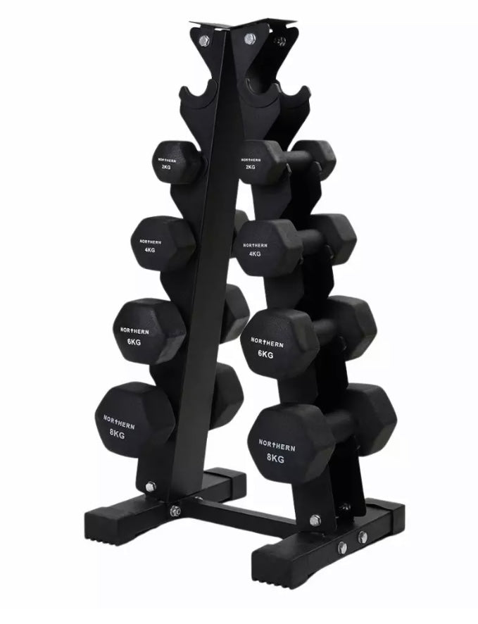 Northern Neoprene Dumbbells with 5-Tier Rack - Set of 8