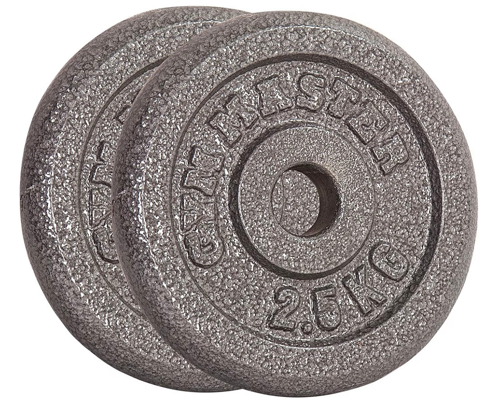 GYM MASTER Standard 1" Cast Iron Weight Plate set 2x1.25kg + 2x2.5kg + 2x5kg + 2x10kg + 15kg +20kg