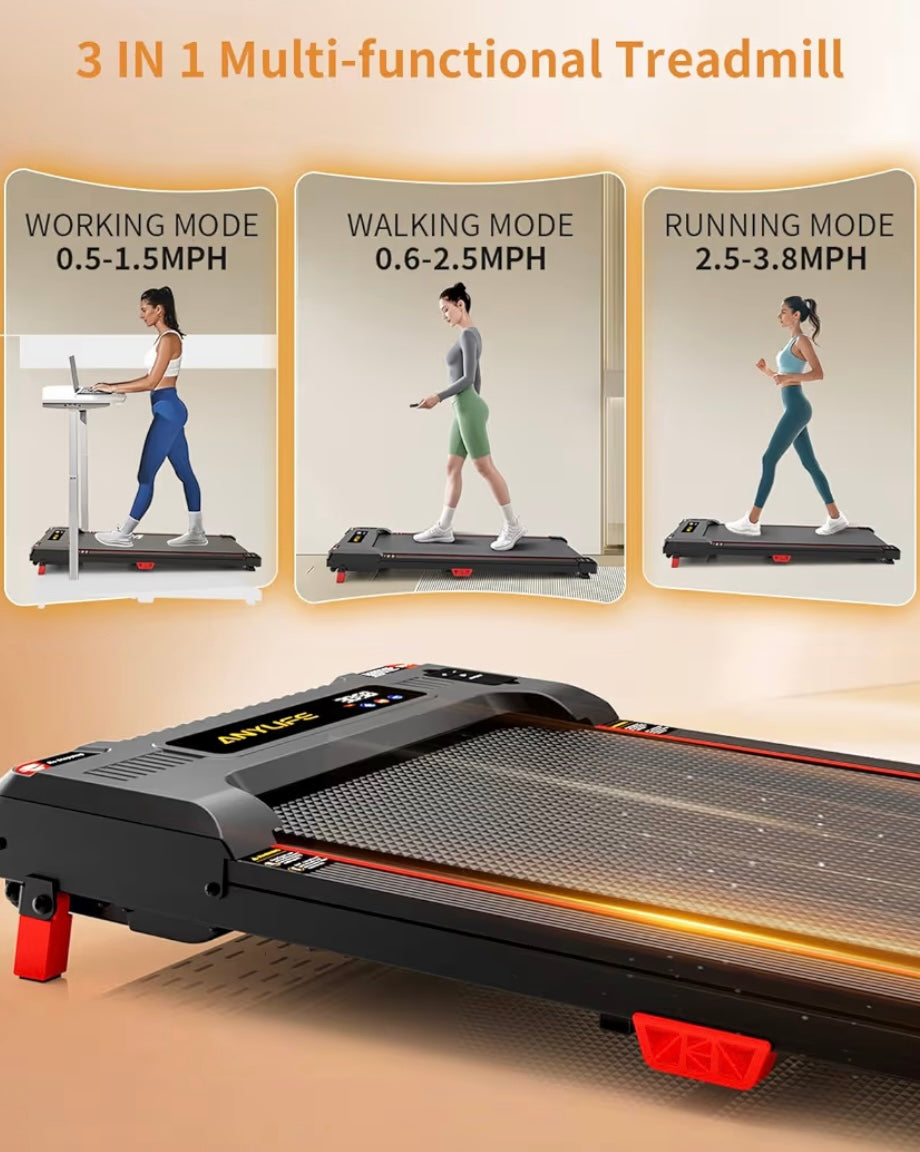 Anylife Incline Walking Pad Under Desk 330lbs Capacity, 2.5HP Portable