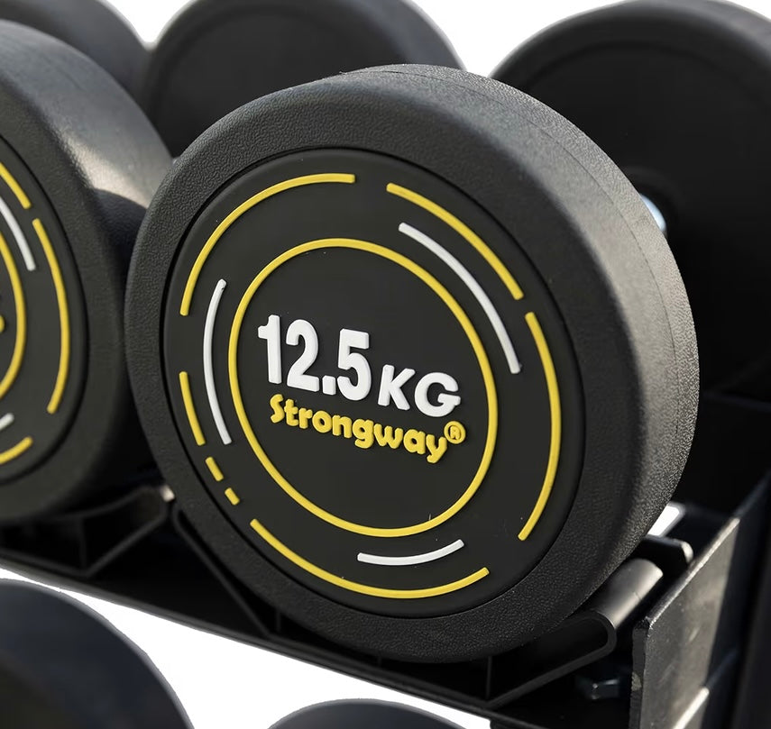 Strongway Rubber Dumbbells Set With Storage Rack