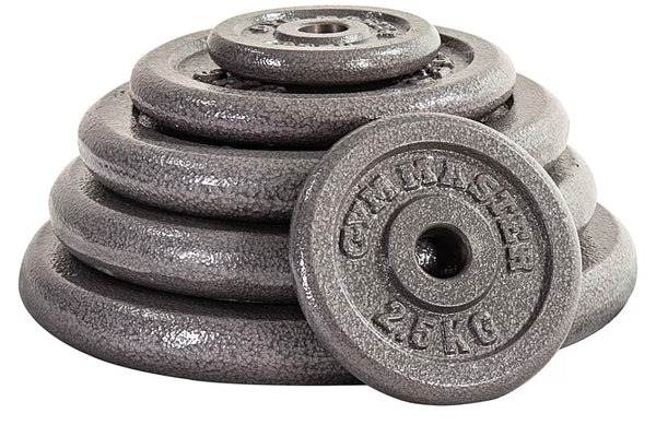 GYM MASTER Standard 1" Cast Iron Weight Plate set 2x1.25kg + 2x2.5kg + 2x5kg + 2x10kg + 15kg +20kg