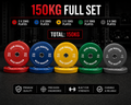 GYM MASTER 2" Coloured Rubber Bumper Plates 150kg set